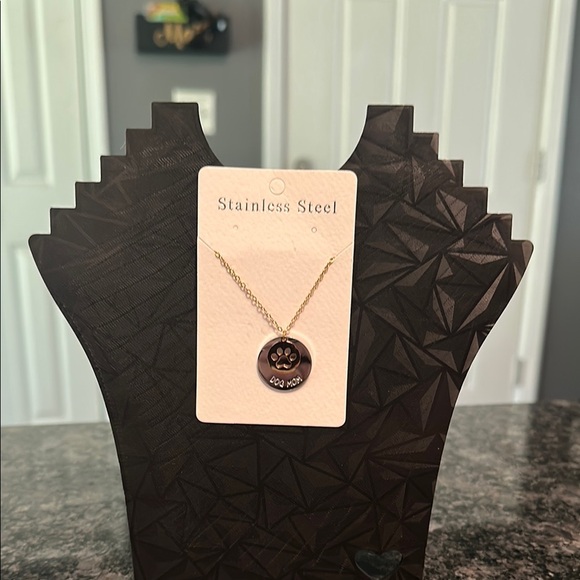 Stainless Steel Dog Mom Necklace Charm Trio Metal Colors Silver, Rose, Gold NWT - Picture 5 of 9